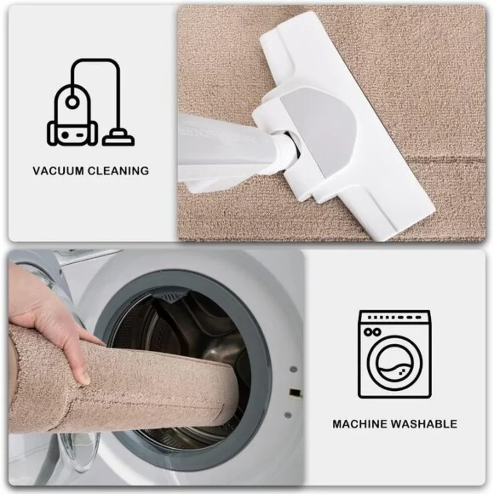 New 2PC Beige Kitchen Rug Set, Washable Non-Slip Absorbent Mats for Floor & Sink